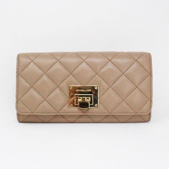 MICHAEL KORS #38460 Taupe Quilted Leather Wallet